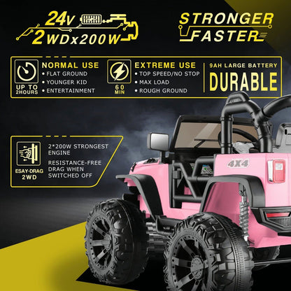 2-Seater Electric Truck Toy for Kids with Remote Control - 400W 24V 9AH