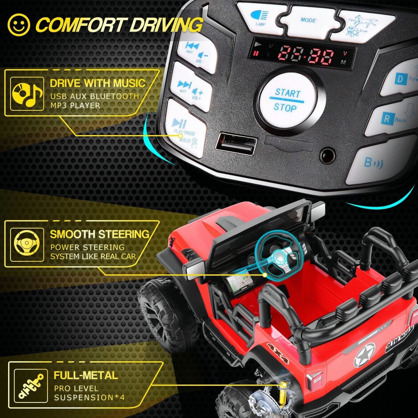 Electric 2-Seater Truck Toy for Kids with Remote Control - 2x200W 24V Power