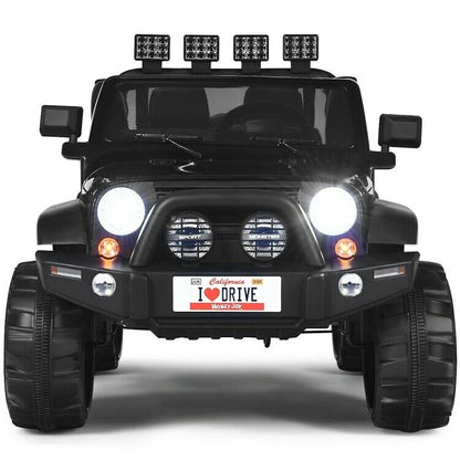 2-Seater Black Electric Ride-On Car for Kids with Remote Control - 12V Toy Truck