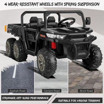 2-Seater Dump Truck Ride-On Toy with 24V Battery Power and 6 Wheels for Kids - Top Pick for Electric Fun!