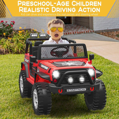 2-Seater Electric Kids Ride-On Car with LED Lights and MP3 Player - Perfect Xmas Gift!