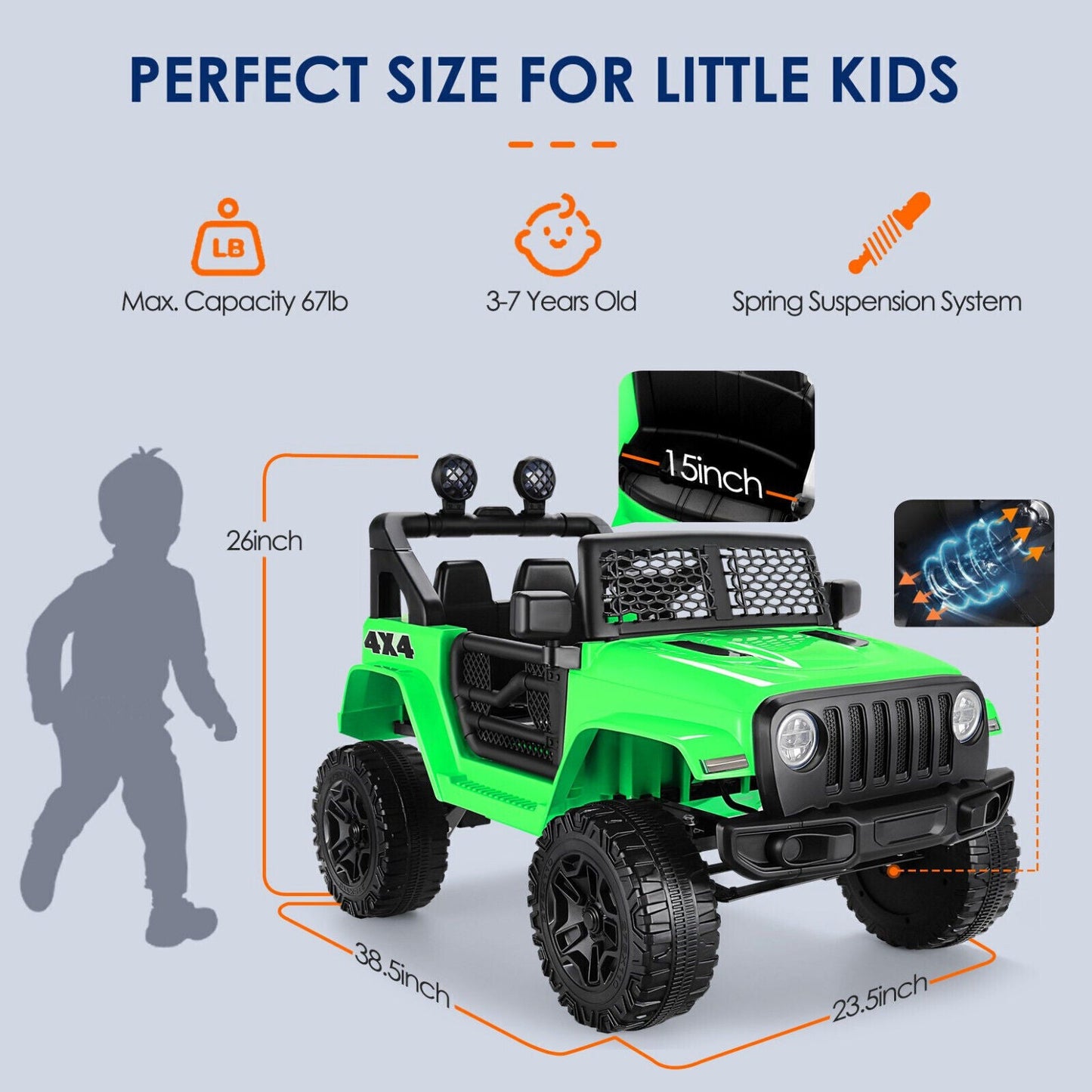 24V/12V Kids Electric Ride On Jeep with Remote Control, LED Lights, and MP3 Player - Limited Time Offer!
