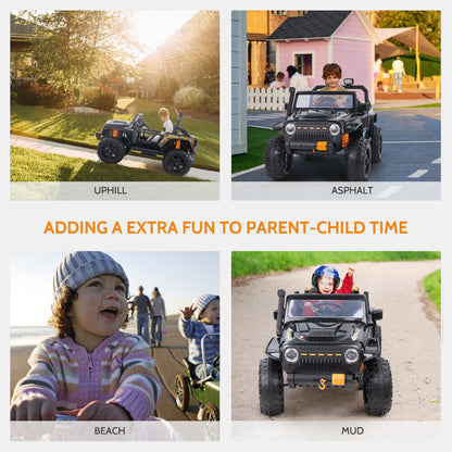 2-Seater Electric Ride-On Car for Kids with Remote Control and Music - 12V Battery Powered