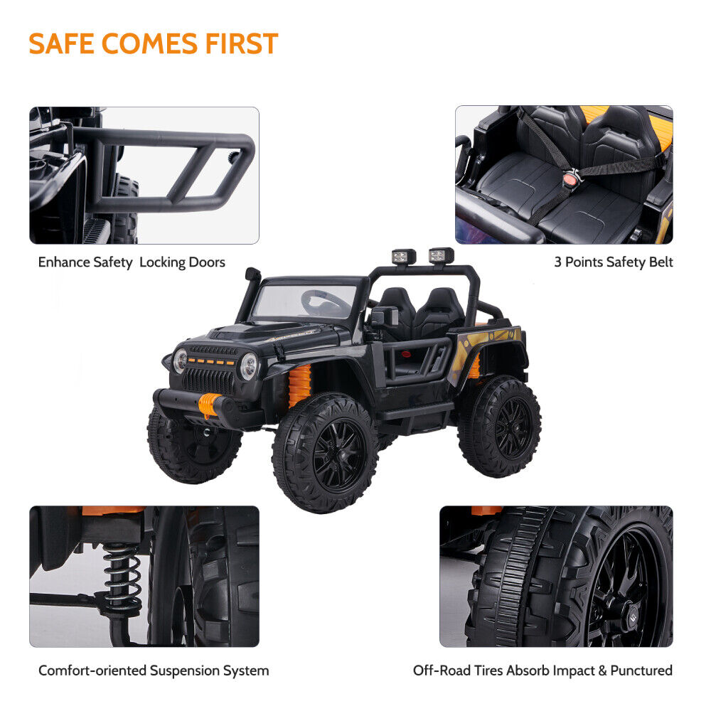 Electric 2-Seater Kids Ride-On Jeep with MP3, LED Lights, and Remote Control - 12V