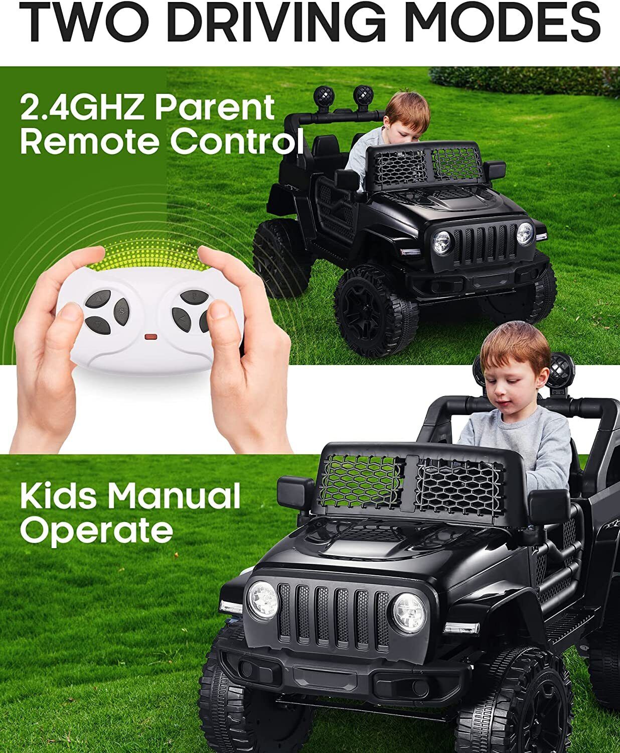 2-Seater Electric Ride-On Car for Kids with Remote Control and MP3 Player - 12V 7AH