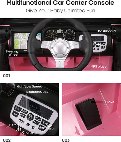 Electric 2-Seater Ride-On Car with MP3 Player and 12V 7Ah Battery Power for Kids