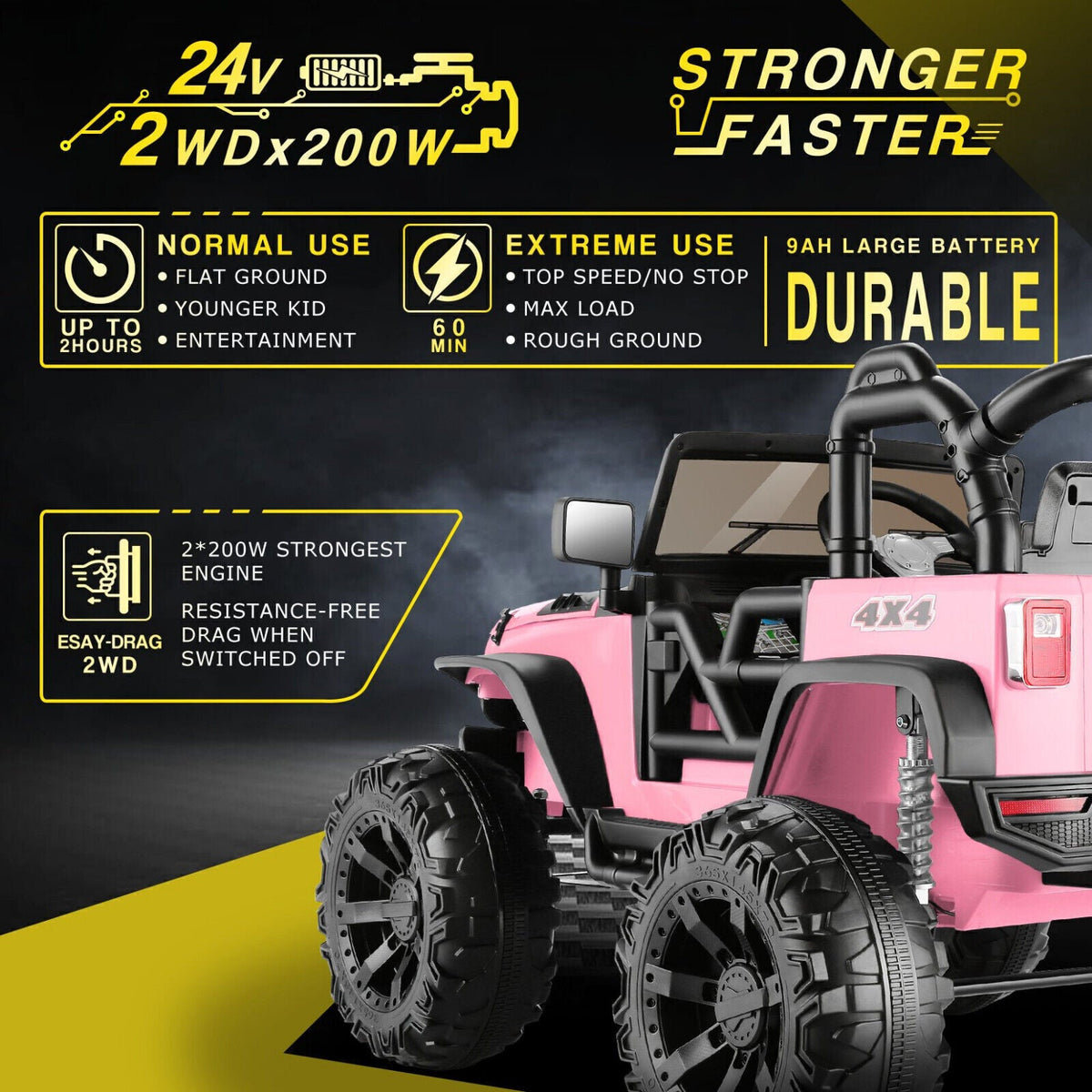 400W Electric Ride-On Truck for Kids with Remote Control and MP3 Player - 2 Seater