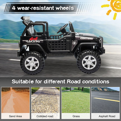 2-Seater Electric Ride On Jeep Toy with USB, Bluetooth, and Remote Control for Kids (12V)