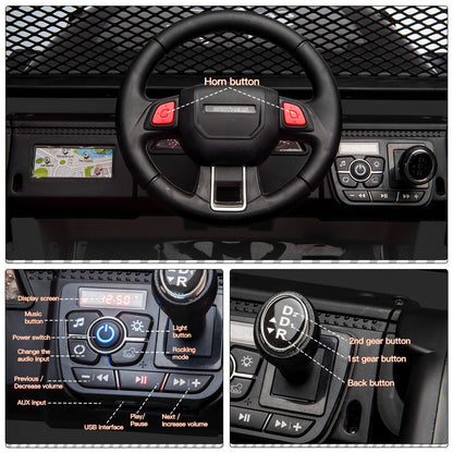2-Seater Electric Ride On Jeep Toy with USB, Bluetooth, and Remote Control for Kids (12V)