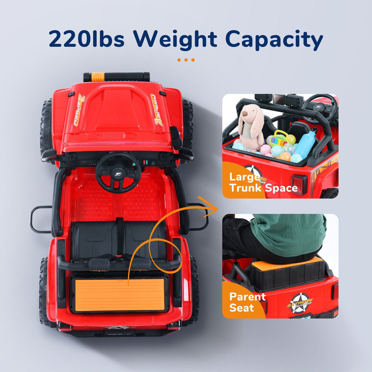 Bluetooth Ride-On Truck for Kids with Remote Control and LED Lights - Perfect for Parent-Child Bonding!
