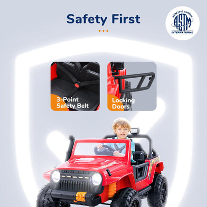 Bluetooth Remote Control Kids Ride-On Truck with LED Lights and FM Radio for Parent-Child Fun