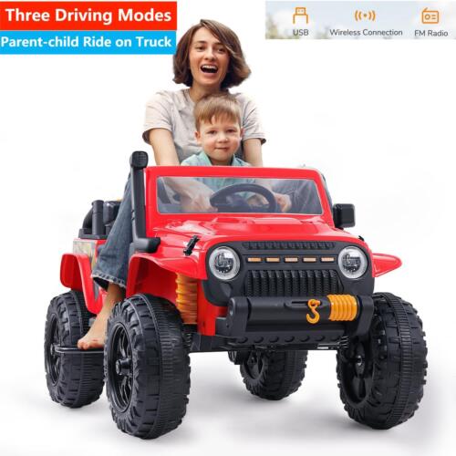 2-Seater Electric Ride-On Toy Truck for Kids with Remote Control, USB, and FM Radio - 12V