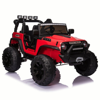 2-Seater 24V Kids Ride-On Truck with Remote Control, LED Lights, and 3-Speed Options