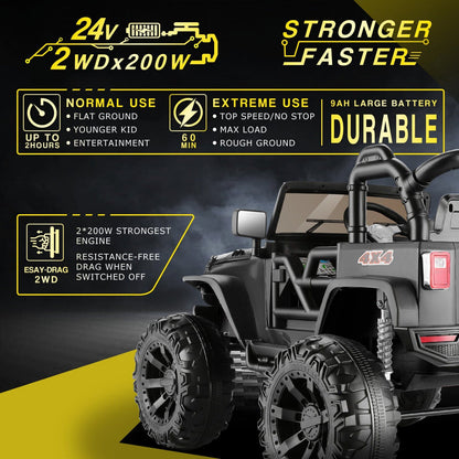 400W Electric JEEP Ride-On Car for Kids with Bluetooth, Remote Control, and LED Lights