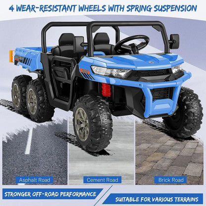 Premium 24V 7Ah Battery-Powered 2-Seat Dump Truck Ride-On Toy for Kids with 6 Wheels