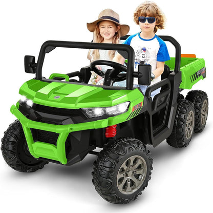 2 Seater 24V Dump Truck Ride On Car with Electric Dump Bed & Shovel - Remote Control Included