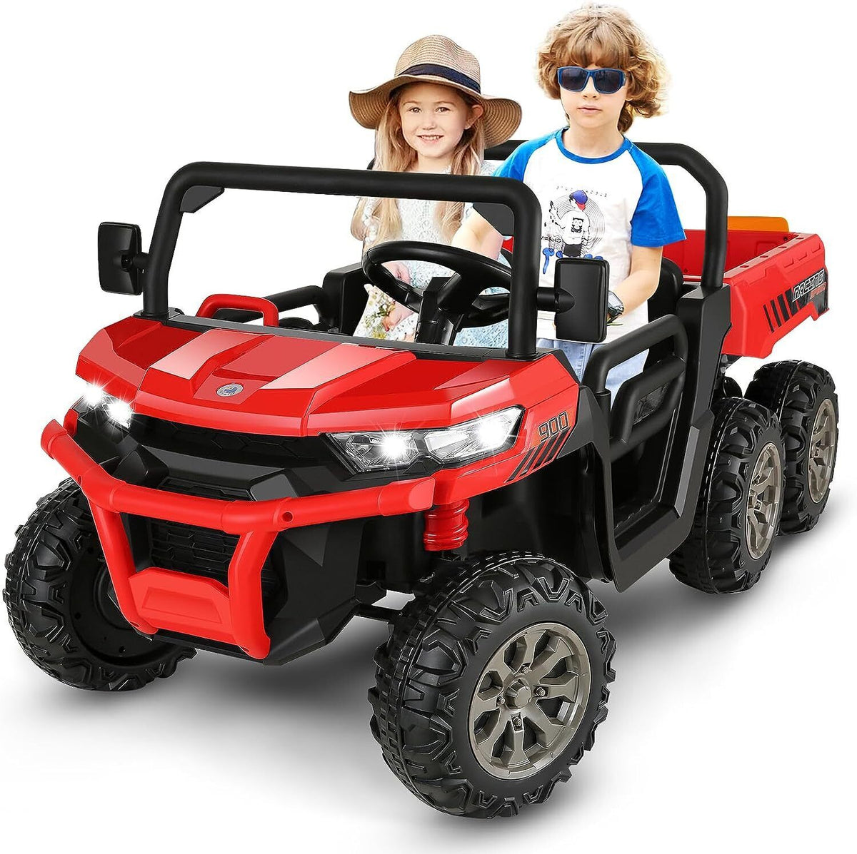 2-Seater Electric Truck Tractor for Kids with Dump Bed and 3 Speeds - 24V