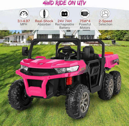 Electric 2 Seater Dump Truck Ride-On Car with Remote Control and Working Dump Bed and Shovel