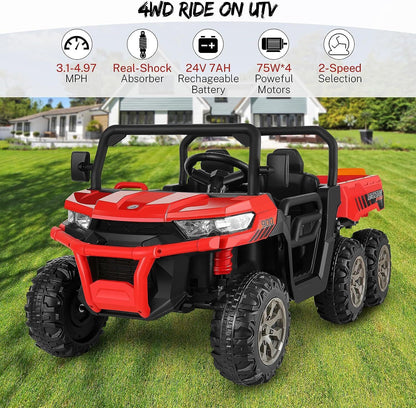 Electric 2 Seater Dump Truck Ride-On Car with Remote Control and Working Dump Bed and Shovel