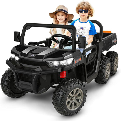 Electric 2 Seater Dump Truck Ride-On Car with Remote Control and Working Dump Bed and Shovel