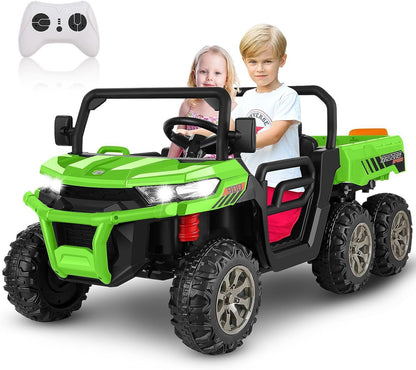 Electric 2 Seater Dump Truck Ride-On Car with Remote Control and Working Dump Bed and Shovel