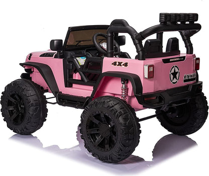 2-Seater 24V Kids Electric Jeep with Remote Control, 3 Speeds, and LED Lights