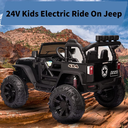 2 Seater Kids Ride On Truck Car with Remote Control and Powerful 200W Motors - 3 Speed Options and LED Lights