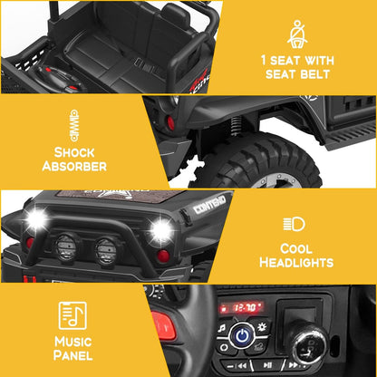 2-Seater Kids Ride-On Truck with Remote Control, LED Lights, Music, and Double Doors