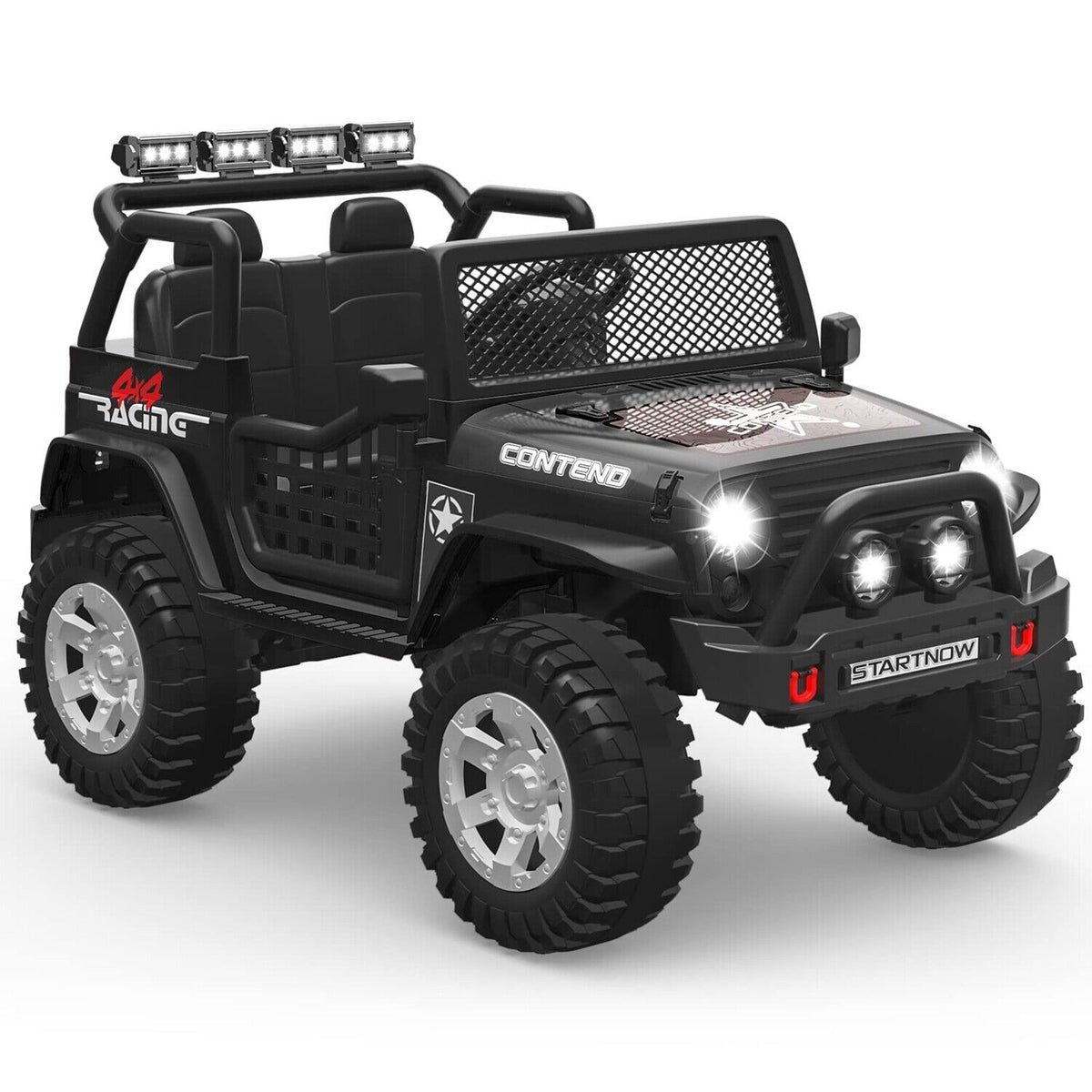 2-Seater Kids Ride-On Truck with Remote Control, LED Lights, Music, and Double Doors