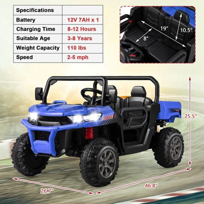 2-Seater Ride-On Kids Truck Car with Remote Control - Perfect Gift for Children