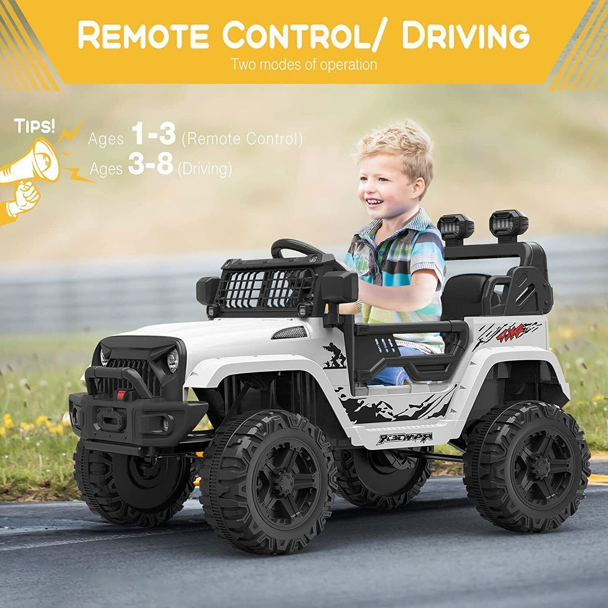 2-Speed Bluetooth Electric Kids Ride-On Truck with LED Lights and Remote Control - 12V US Version