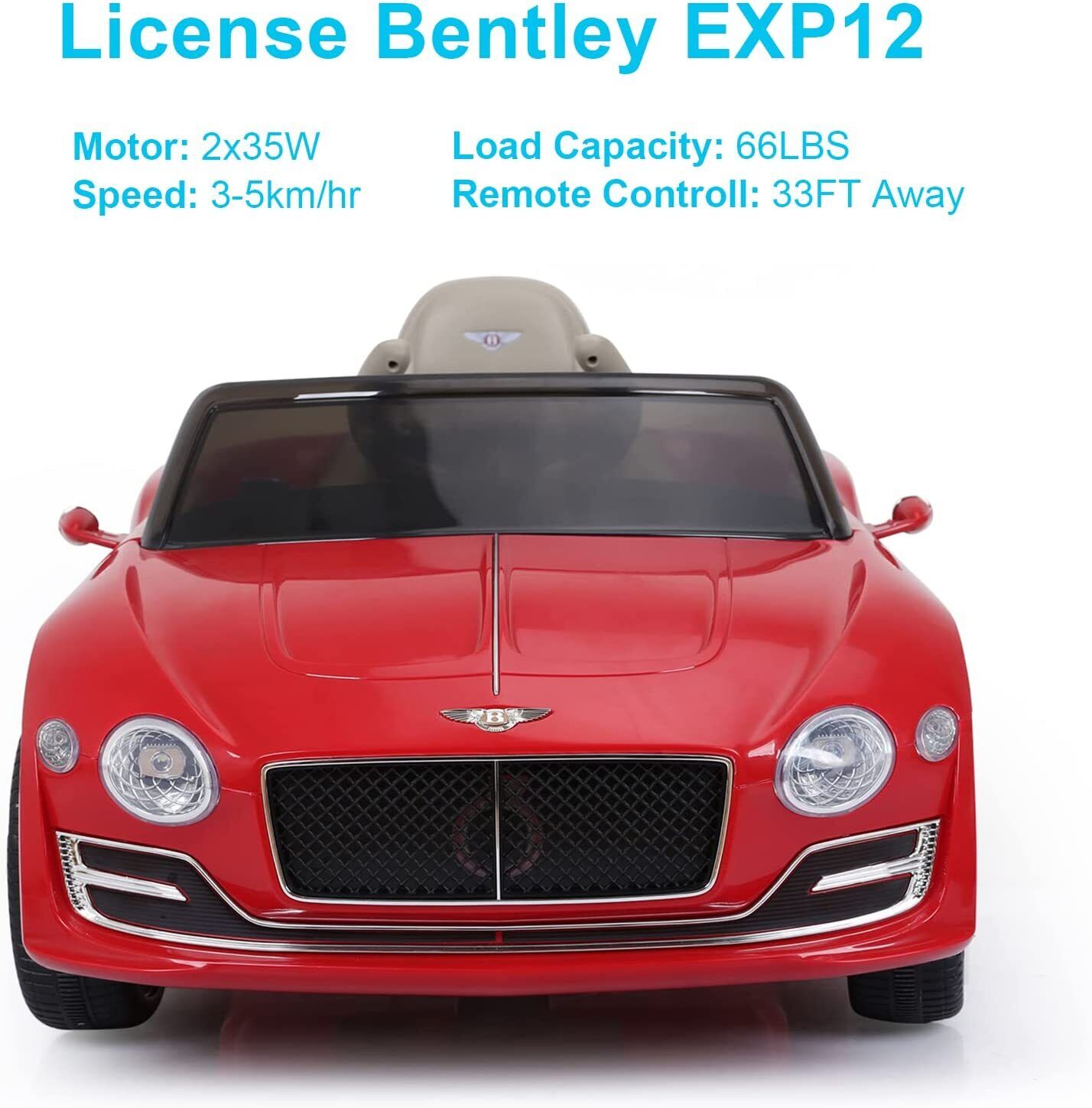 2-Speed Electric Kids Ride On Car in Bentley Style with Remote Control - 12V Motorized Vehicle