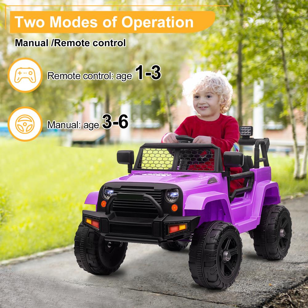 2.4G Remote Control Kids Ride On Car Truck with Light and Music - 12V, 2.8 mph Speed