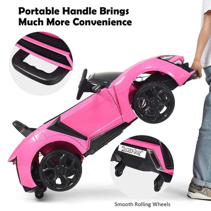 2.4G Remote Control Pink Ride On Car with Openable Lights for Kids - Electric Vehicle