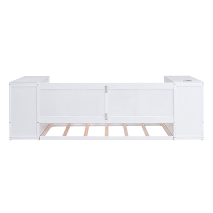 Daybed With Storage Arms, Trundle And Charging Station