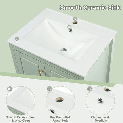 Retro Bathroom Vanity With Sink, Soft Closing Cabinet & Drawers