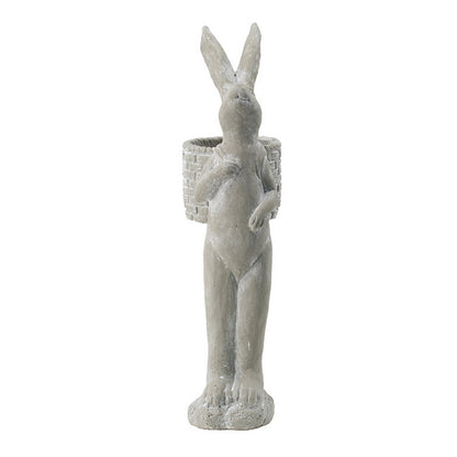 8.5x5.5x19.5" Tall Cement Rabbit Planter
