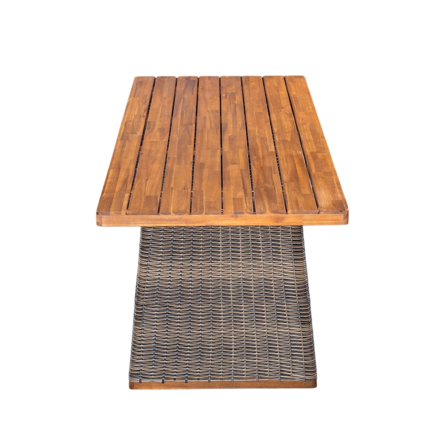 6 Pcs Outdoor Acacia Wood Dining Set with PE Rattan Stacking Chair