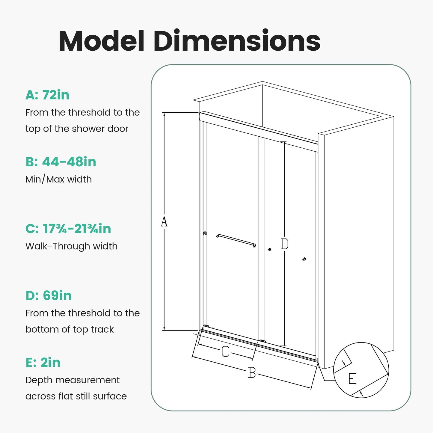 Semi Frameless Double Sliding Shower Door with Tempered Glass