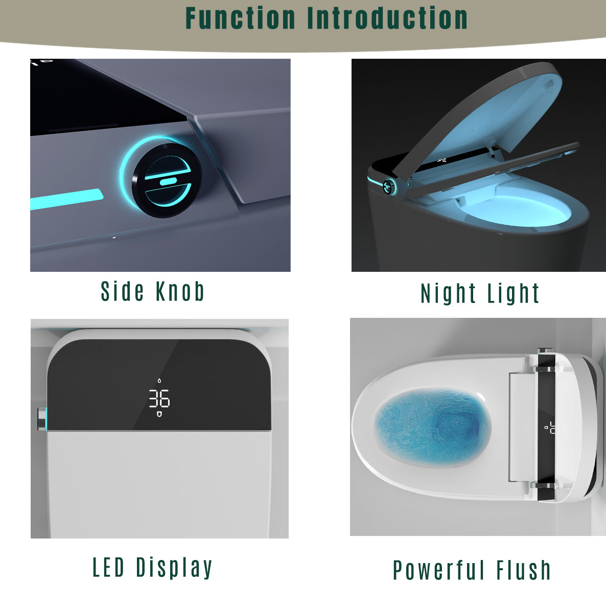 Modern Smart Toilet with Bidet Seat Built-in