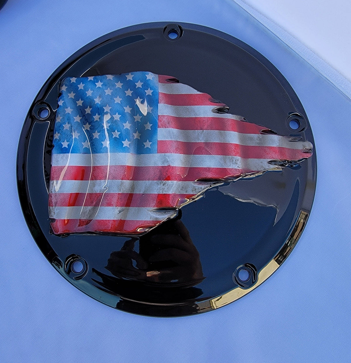 Harley Davidson tattered and worn American flag set