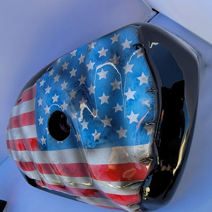 Harley Davidson tattered and worn American flag set
