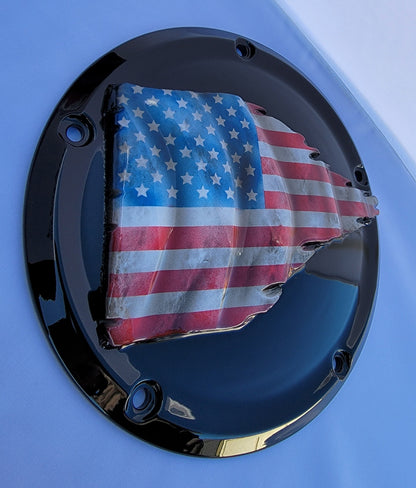 Harley Davidson tattered and worn American flag set