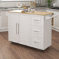 Kitchen Island with Spice Rack, Towel Rack and Extensible Solid Wood Table Top - White