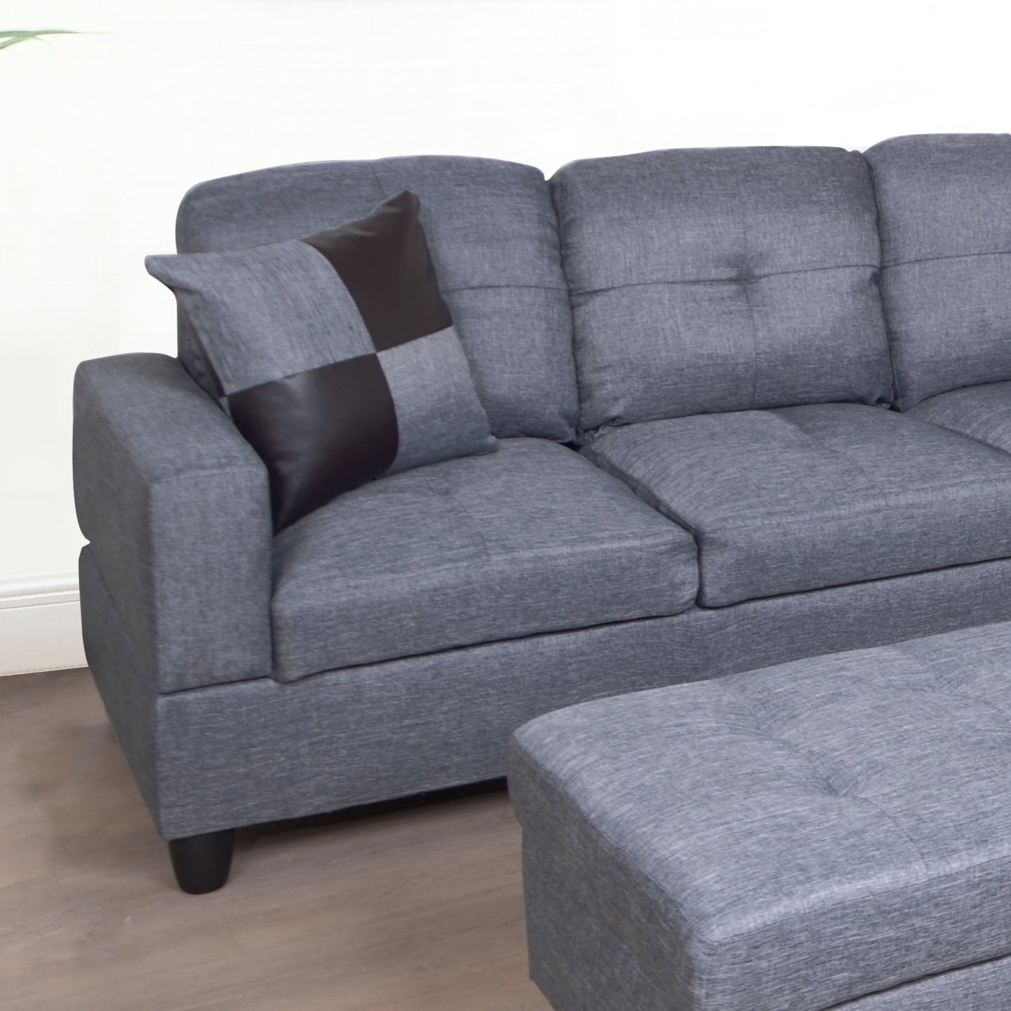3 PC Sectional Sofa Set, Gray