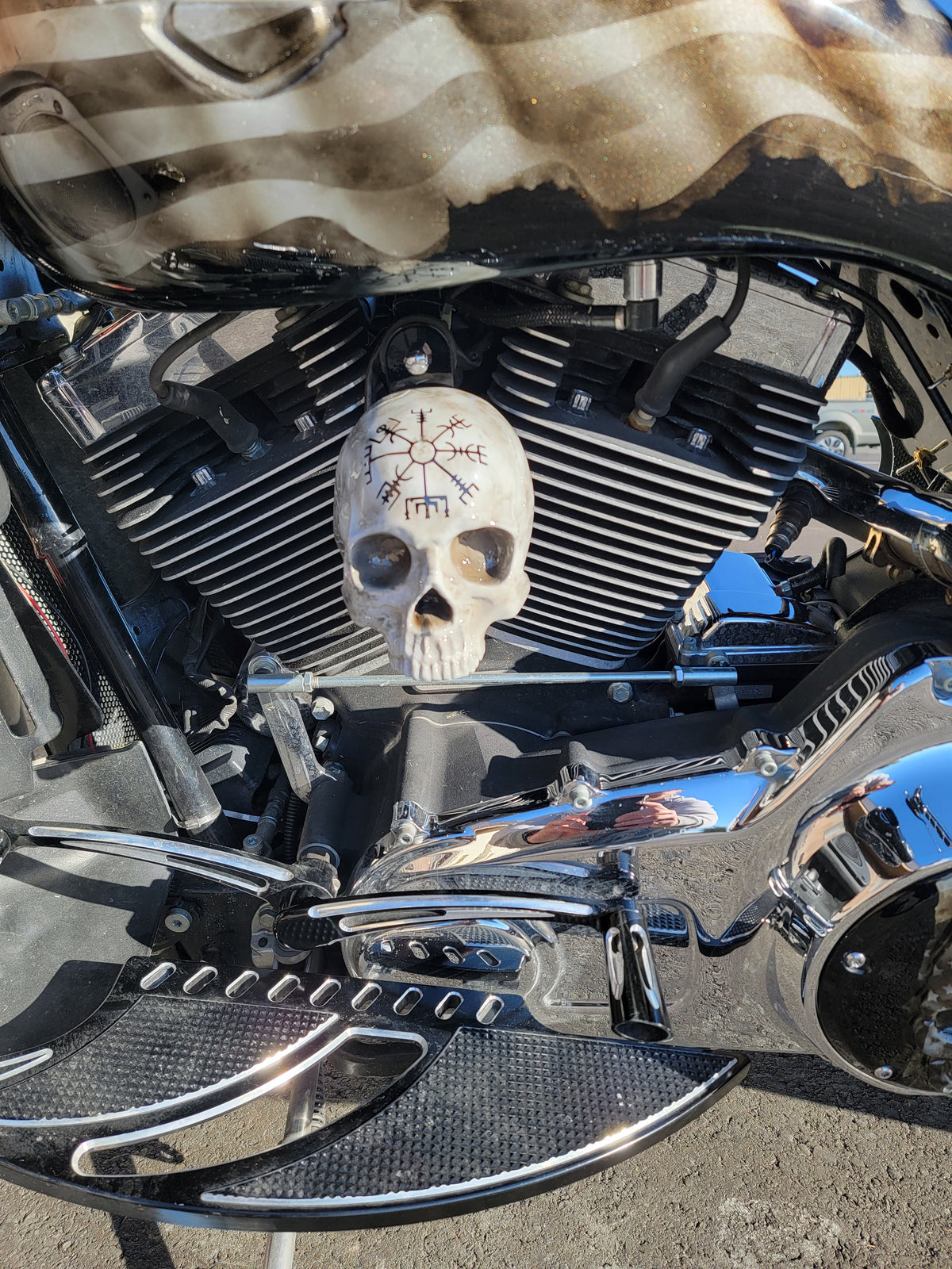 Horn cover with 3D Ancient skull theme