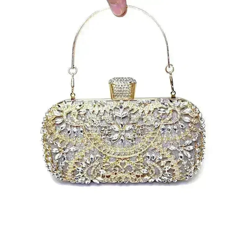 Floral Diamond Clutch Bag - Wedding & Party Minaudière | Femstylo