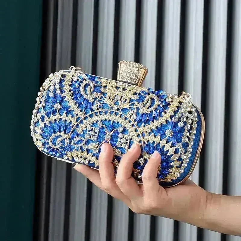 Floral Diamond Clutch Bag - Wedding & Party Minaudière | Femstylo