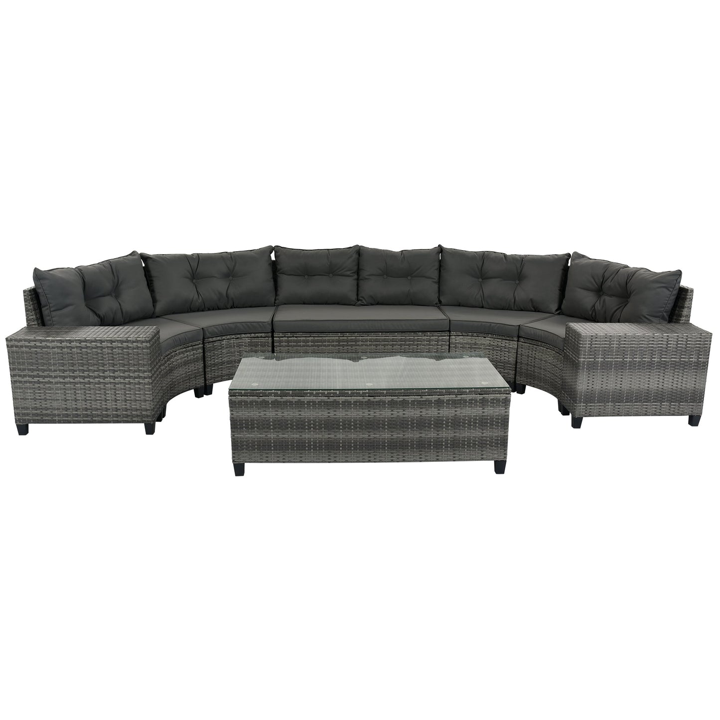 8-Pieces Outdoor Wicker Round Sofa Set
