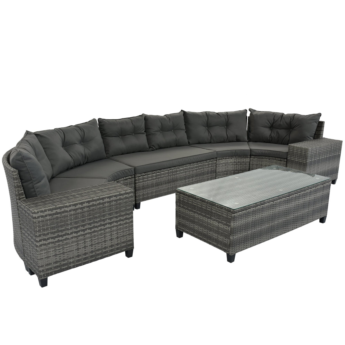 8-Pieces Outdoor Wicker Round Sofa Set